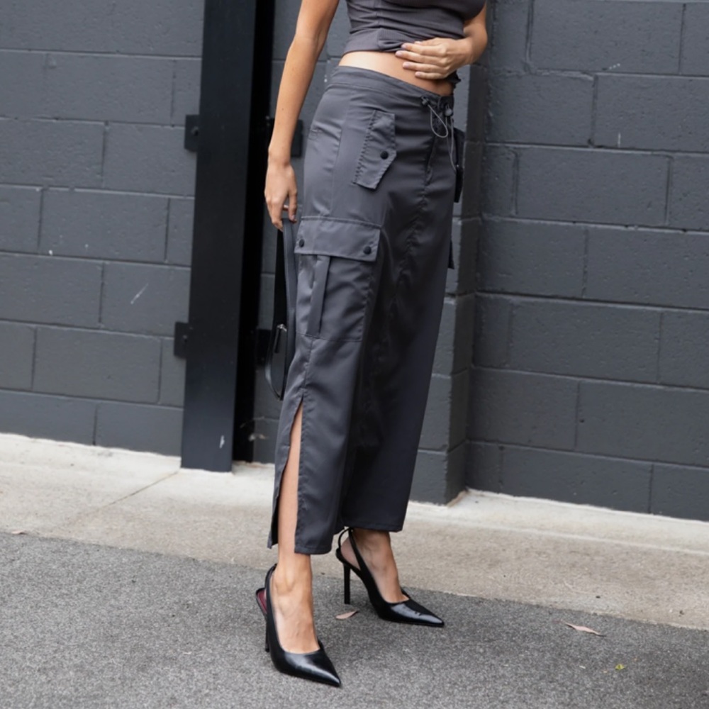 NEW Deija Cargo Parachute Skirt - Dark Grey